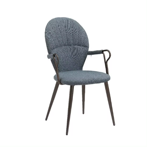 Modern living room furniture hotel restaurant luxury grey velvet dining chair with gold chrome legs