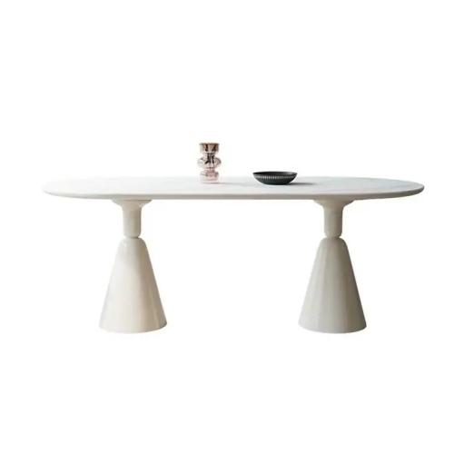 High quality custom cream Oval table Modern Apartment Light luxury restaurant dining table and chair combination DT-391