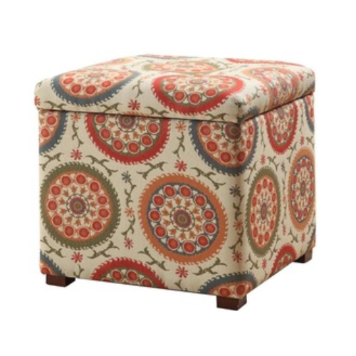 Home Living Room Hallway Fabric Upholstered Footstool Ottoman Storage Organizer Foot Stool FS-31(1)