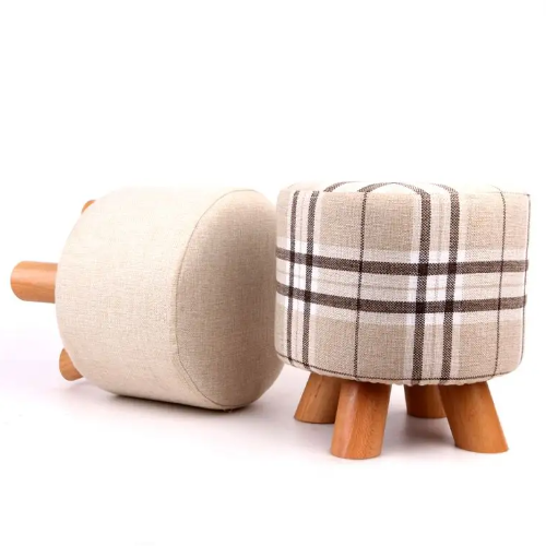 Living room furniture colorful ottoman storage stool with wooden legs FS-08