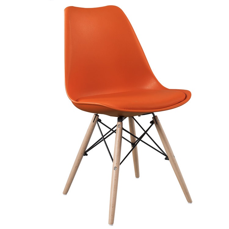 Modern Soft PU Cushion Metal Base Wood Four Leg Plastic Dining Chair SC-024