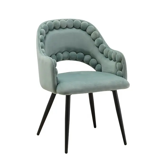 Contemporary Restaurant Leather Fabric Dining Room Furniture Italian Design Black Iron Legs Upholstered Dining Chair DC-W016