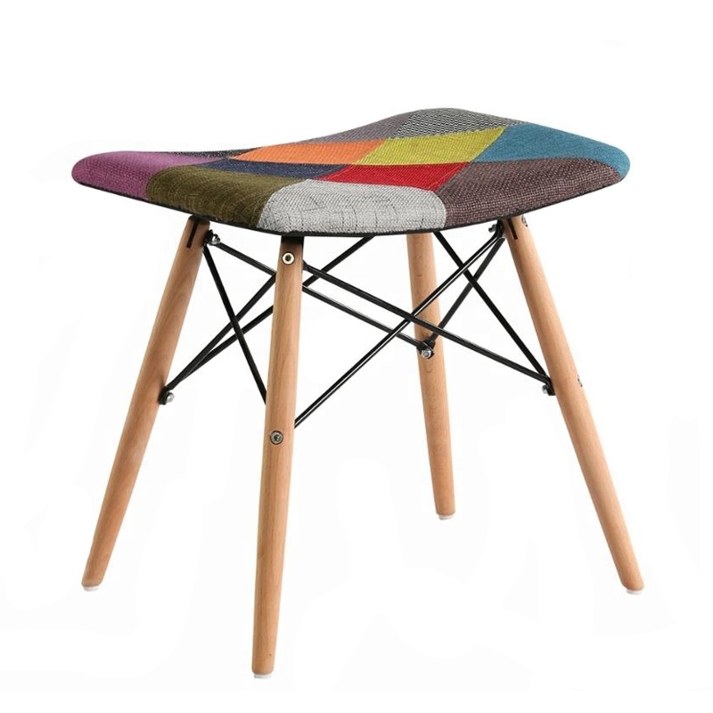 Modern Fabric Kitchen Restaurant Dining Chairs with Wood Leg Stools  SC-035