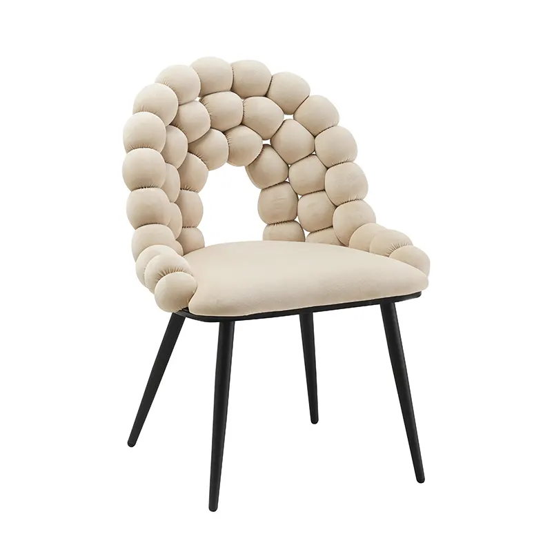 High Back Upholstered Velvet Metal Dining Chair for Home Hotel Restaurant DC-W017