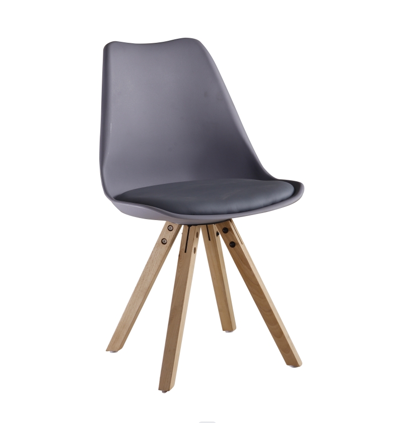 Comfortable PU Leather Cuision Wood Leg PP Color Cafe Plastic Tulip Chairs SC-034A