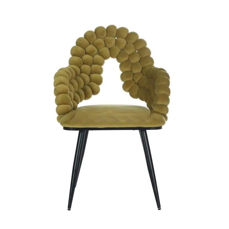 European Luxury Cheap Velvet Fabric Upholstered Dinning Metal Foot Tufted Dining Chair for Restaurant DC-W018