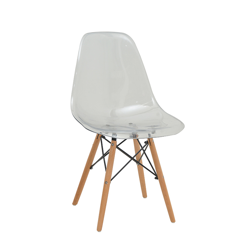 Modern Clear Acrylic Dining Chairs with Beech Wood Legs for Living Room SC-001C