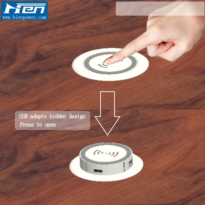 海易智能推出35W功率PD+QC+无线充电的桌面嵌入式多功能充电器