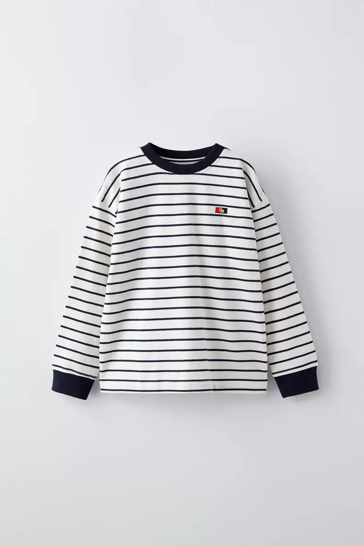 Long sleeve striped cotton t-shirt/GTB-F-84578A8796
