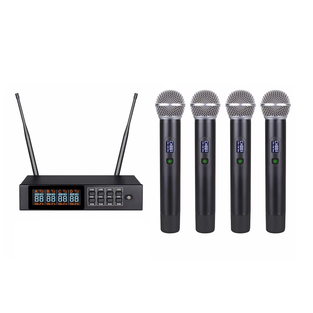 LS054 Professional True Diversity UHF wireless microphone system 4 channel handheld microphone outdoor stage performance microphone ID Locked