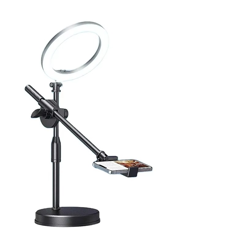 df-01 Smartphone Mobile Stand With LED Ring Light Grip For Live Streaming Cell Phone Holder Selfie Light Holder Boom Arm For Live