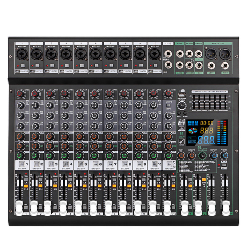 RX-12 pro  Professional 12 Channels Audio Mixer for party stage Sound Mixer