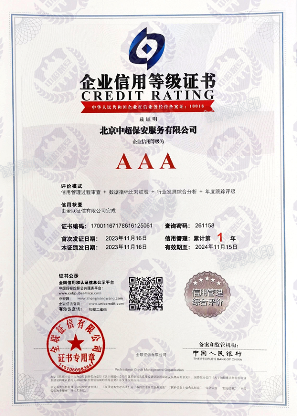 企业信用等级证书