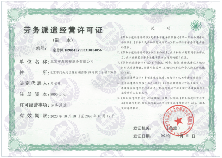 劳务派遣许可证