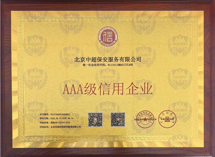 AAA级信用企业奖牌