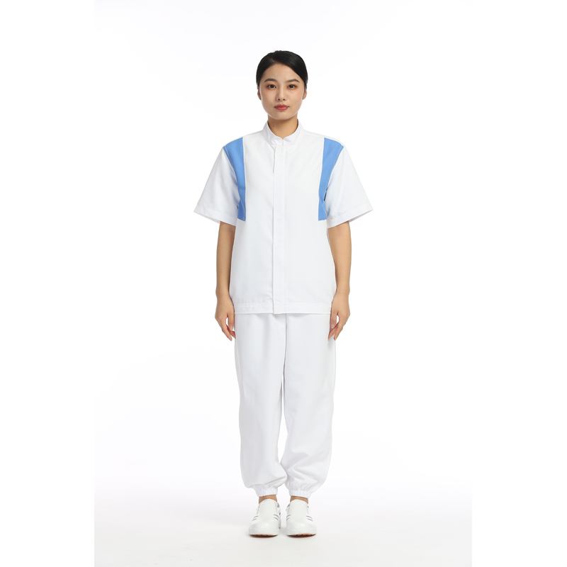 肩鑲色食品中領分體服