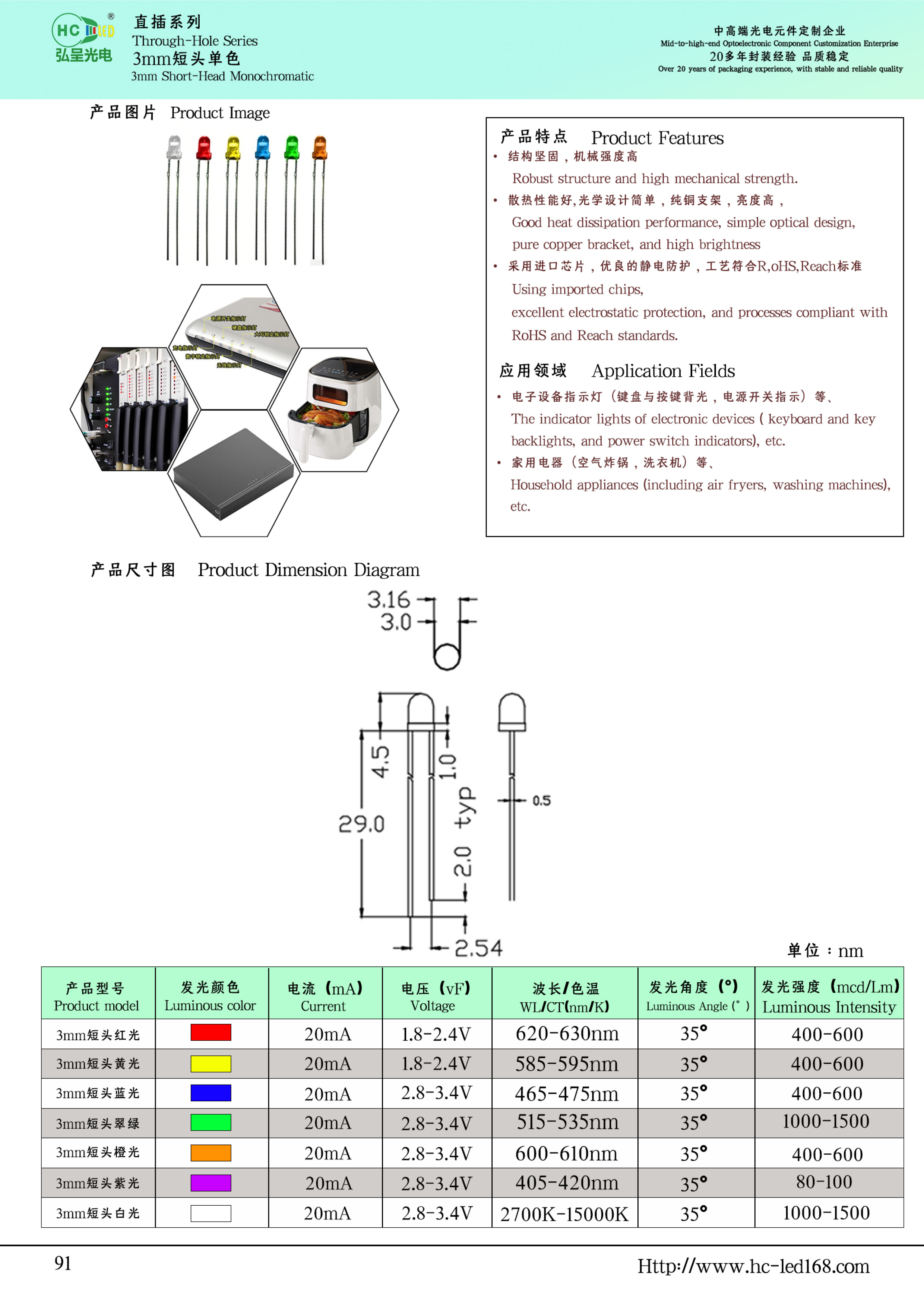 3MM短头 LED灯珠产品图