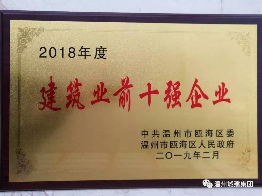 熱烈慶祝我集團(tuán)榮獲2018年度建筑業(yè)前十強(qiáng)企業(yè)、2018年度稅收上臺(tái)階企業(yè)等殊榮