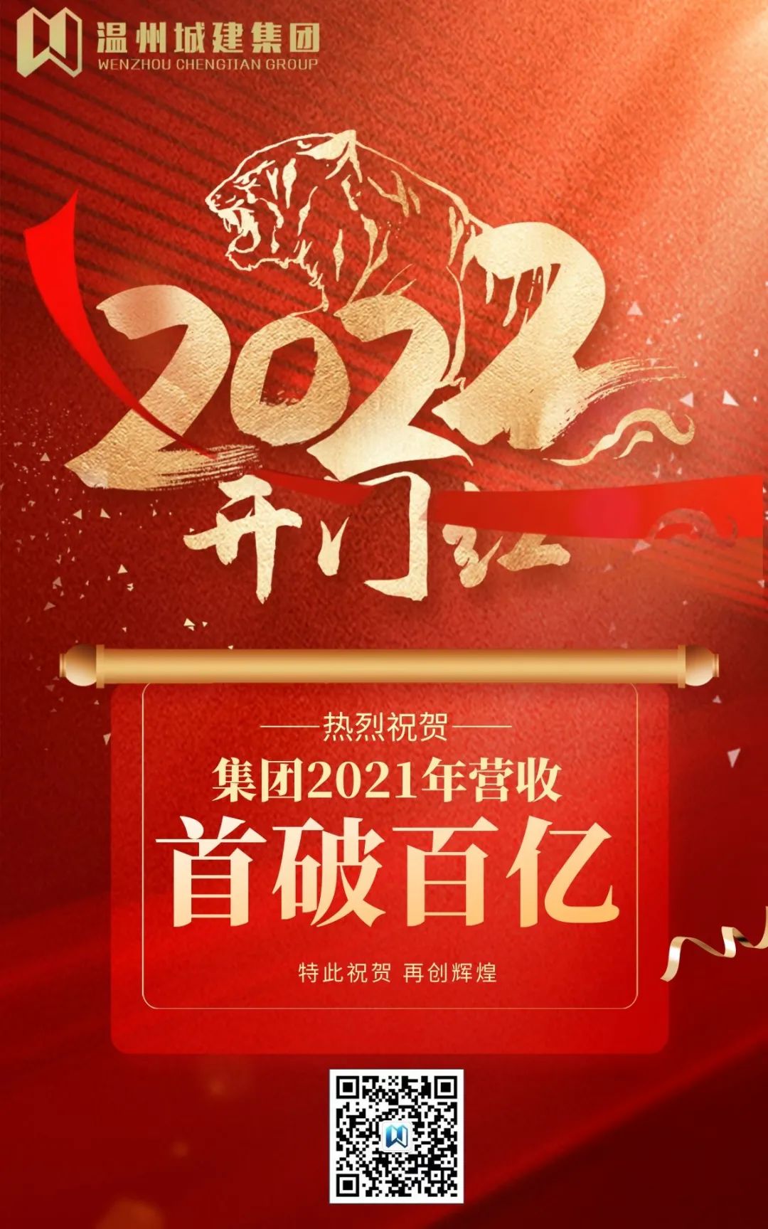 熱烈祝賀集團(tuán)2021年全年?duì)I收首破百億