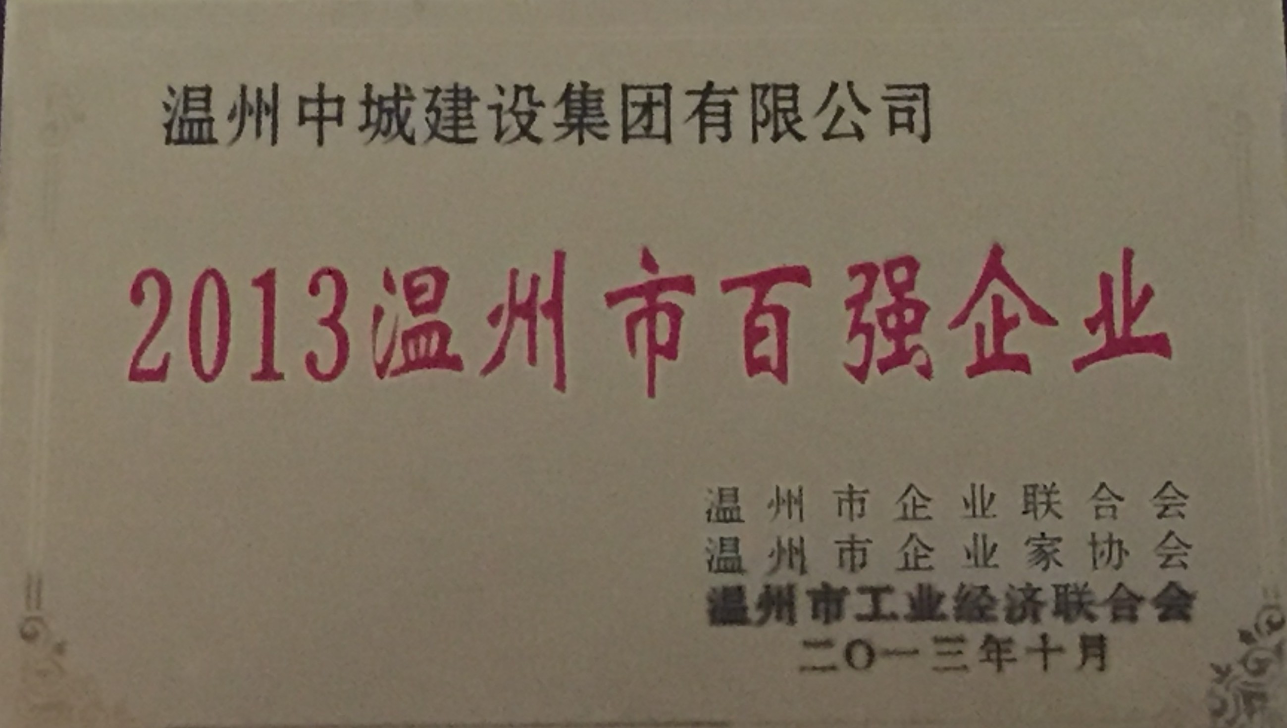 2013年度 溫州市百強企業(yè)