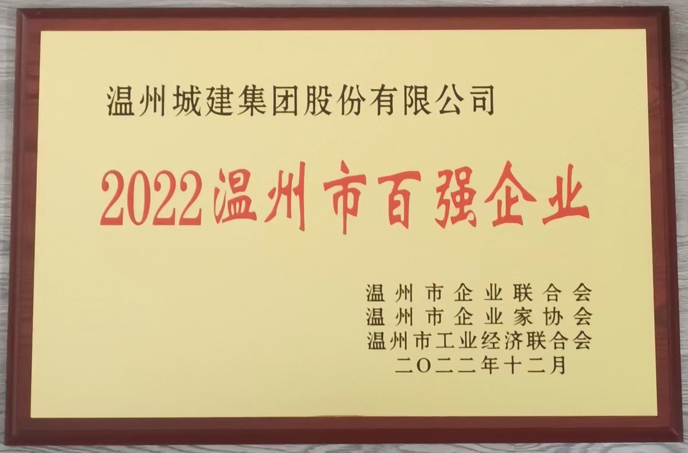 2022年度 溫州市百強企業(yè)