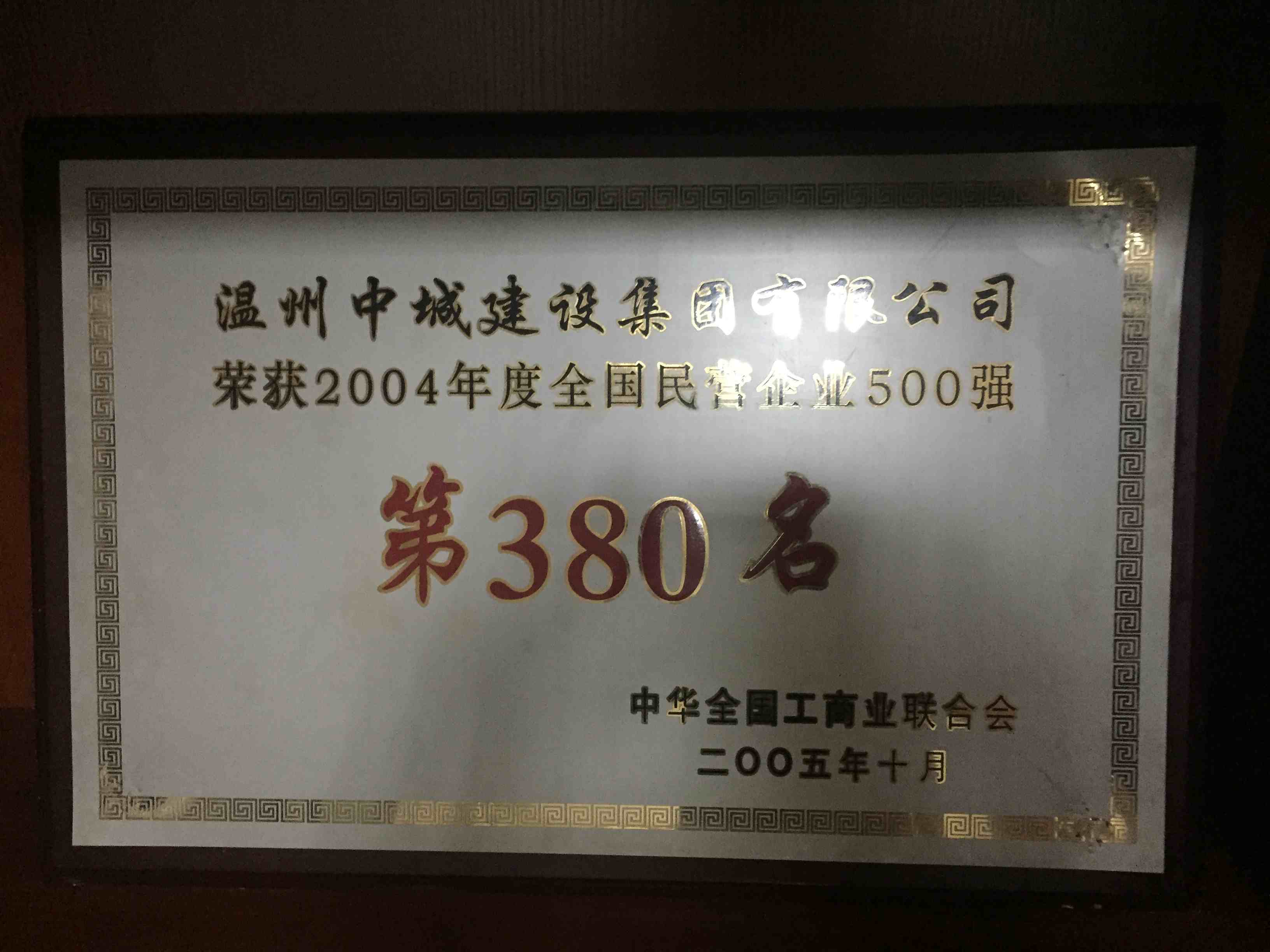 2004年度 全國民營企業(yè)500強第380名