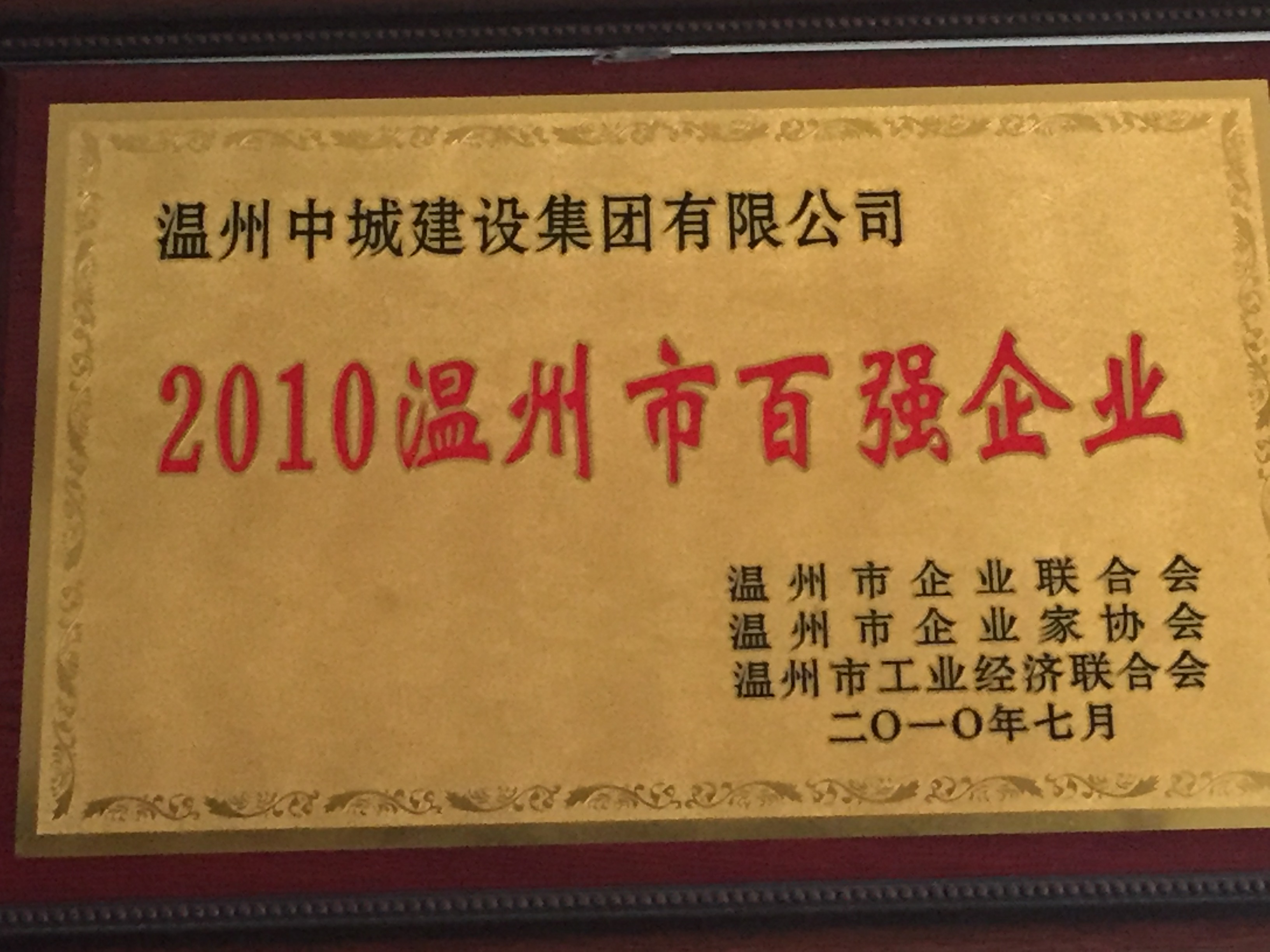 2010年度 溫州市百?gòu)?qiáng)企業(yè)
