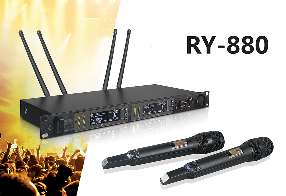 RY-880 無線真分集遠(yuǎn)距離一拖二麥克風(fēng)