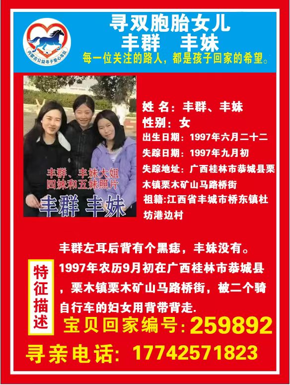 寻双胞胎女儿 丰群 丰妹