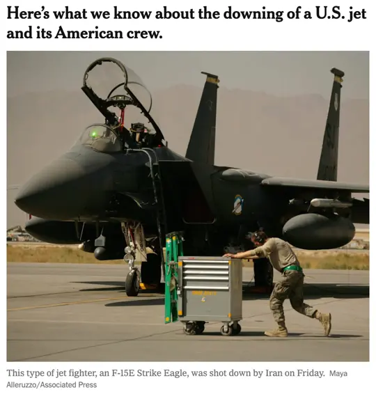 美F-15被擊落，伊朗戰爭的代價正在累積