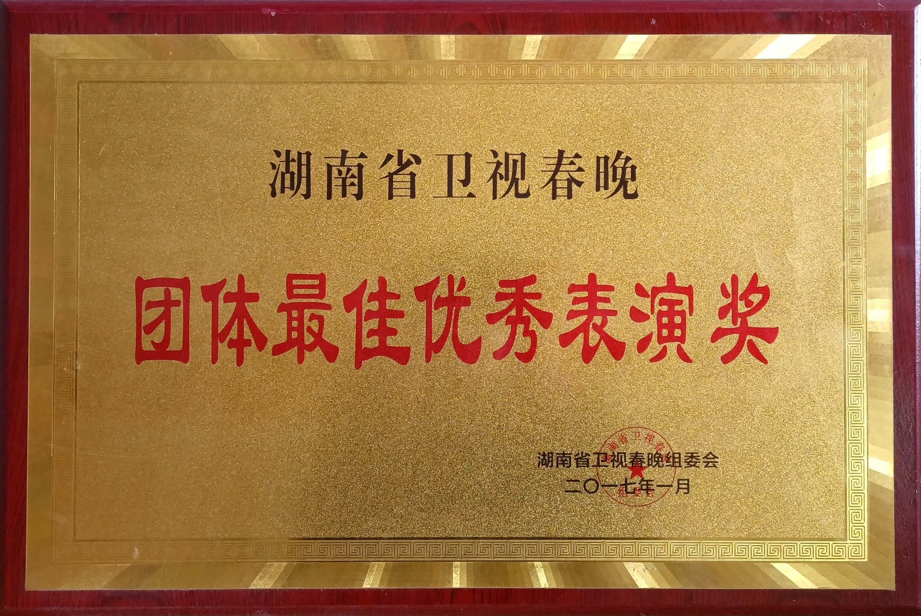 湖南省卫视春晚 团体最佳优秀表演奖