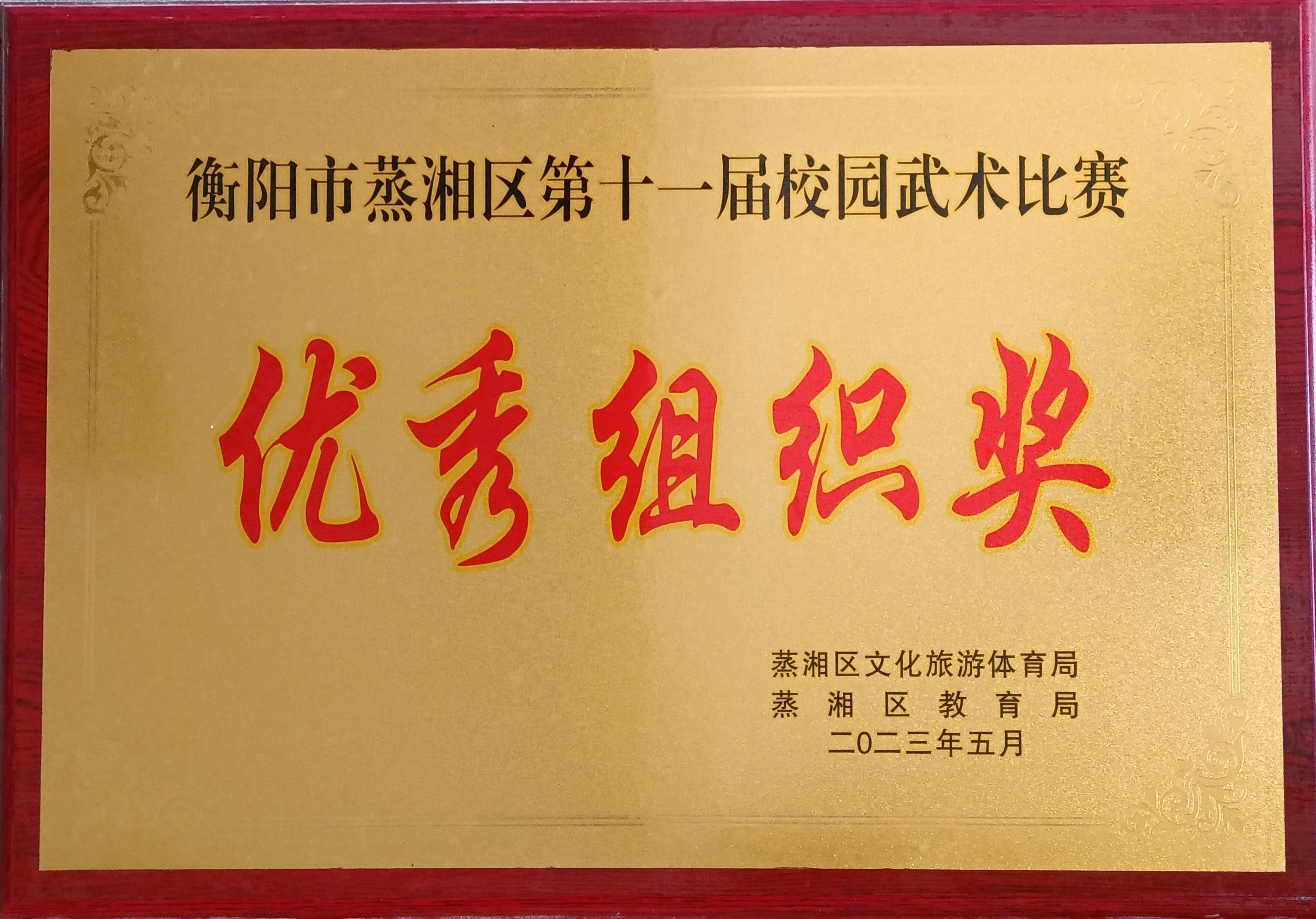 衡阳市蒸湘区第十一届校园武术比赛 优秀组织奖