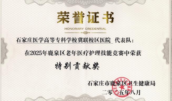 鹿泉区老年医疗护理技能竞赛特别贡献奖