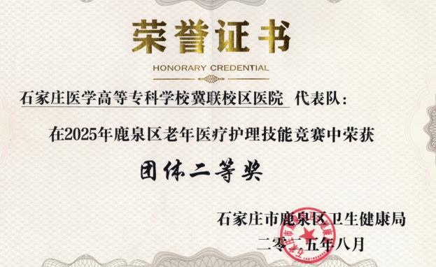 鹿泉区老年医疗护理技能竞赛团体二等奖