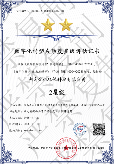 数字化转型成熟度星级评估证书