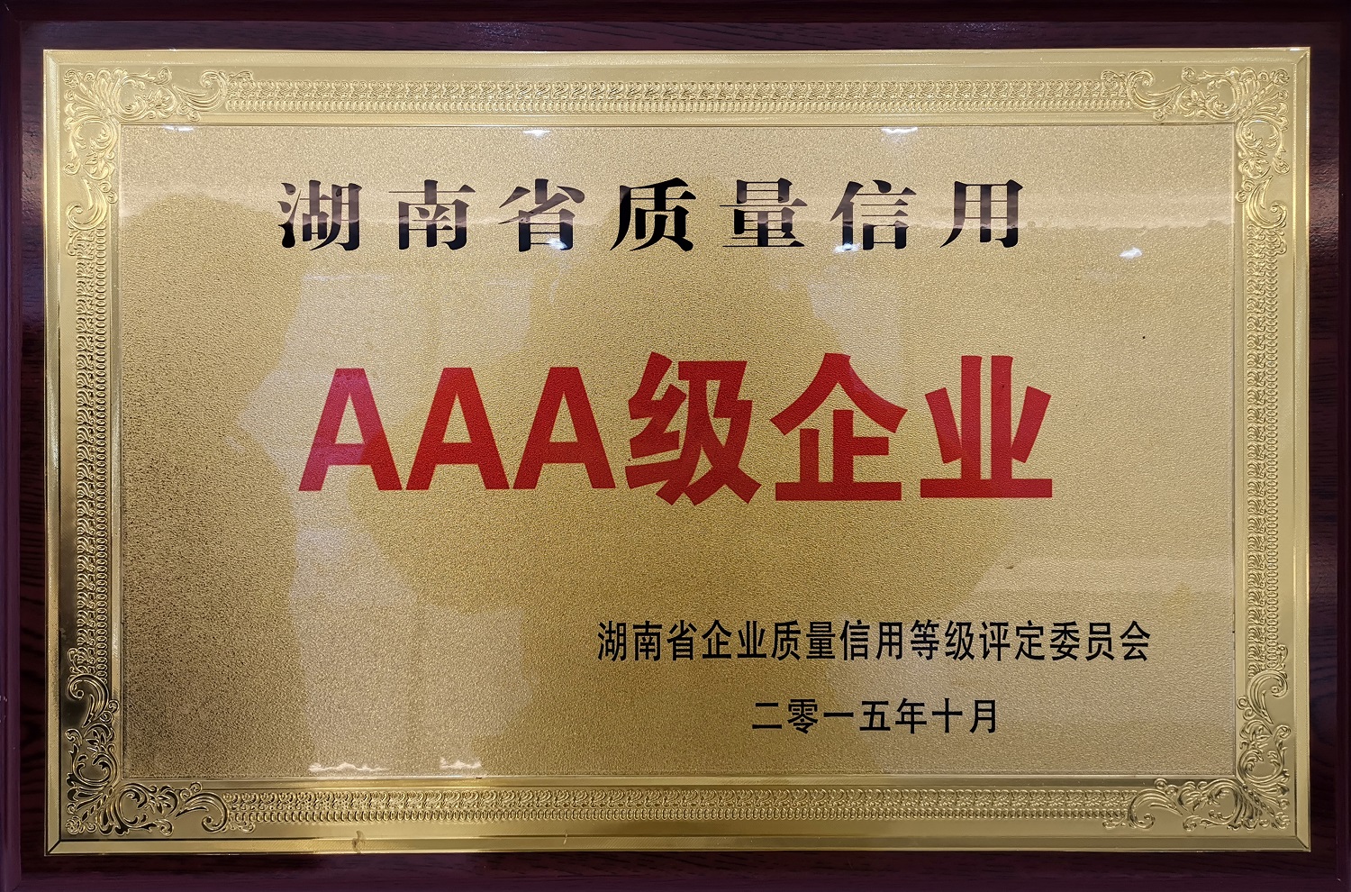 湖南省质量信用AAA级企业