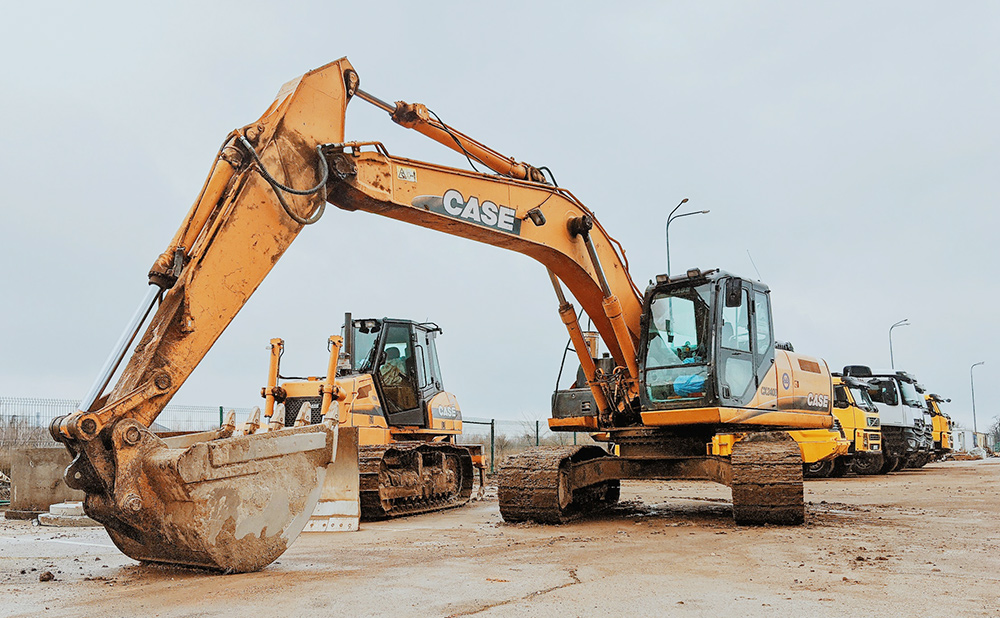 Excavation machinery is used for road construction on * *