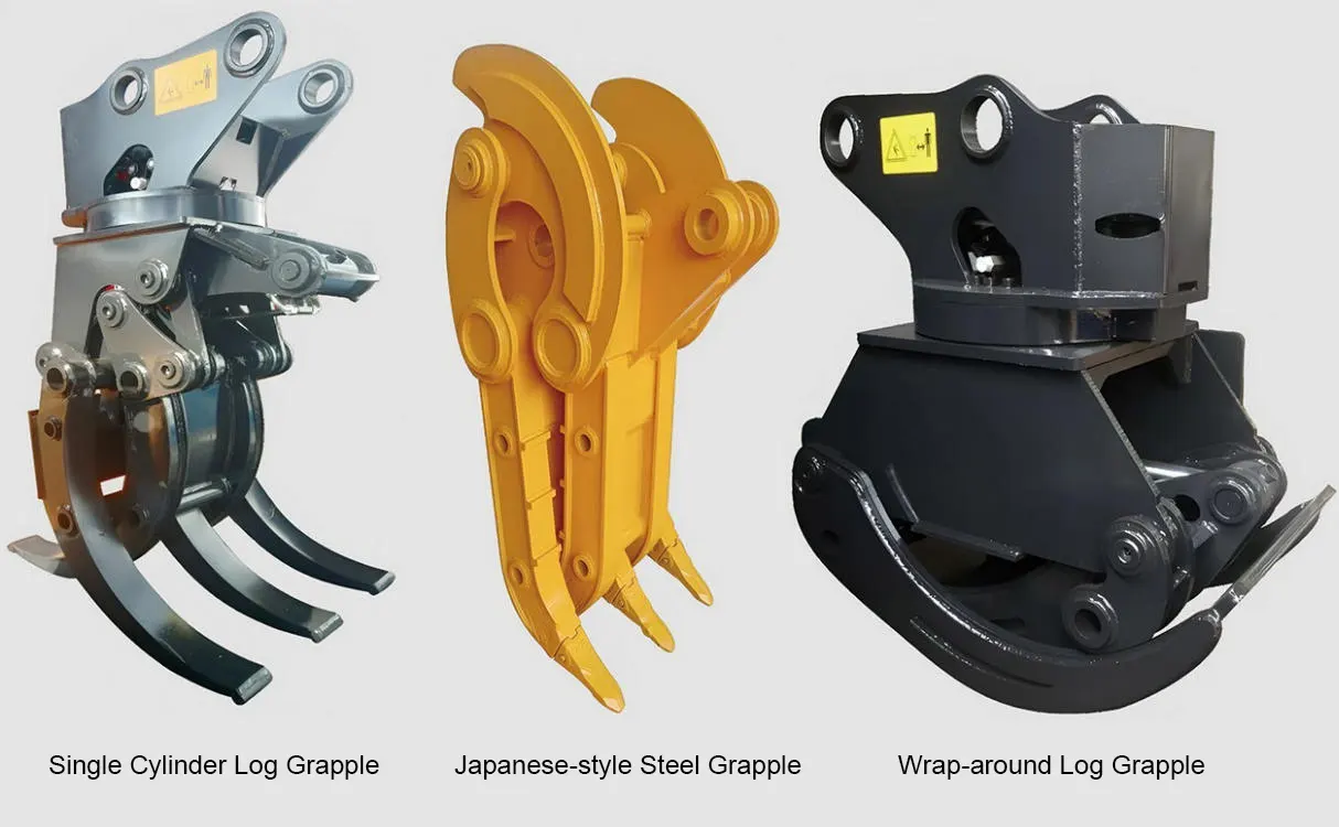 excavator mounted hydraulic log timber grapple