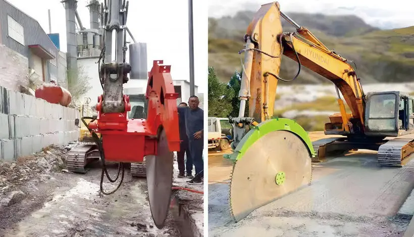 excavator mounted hydraulic road rock cutting saw