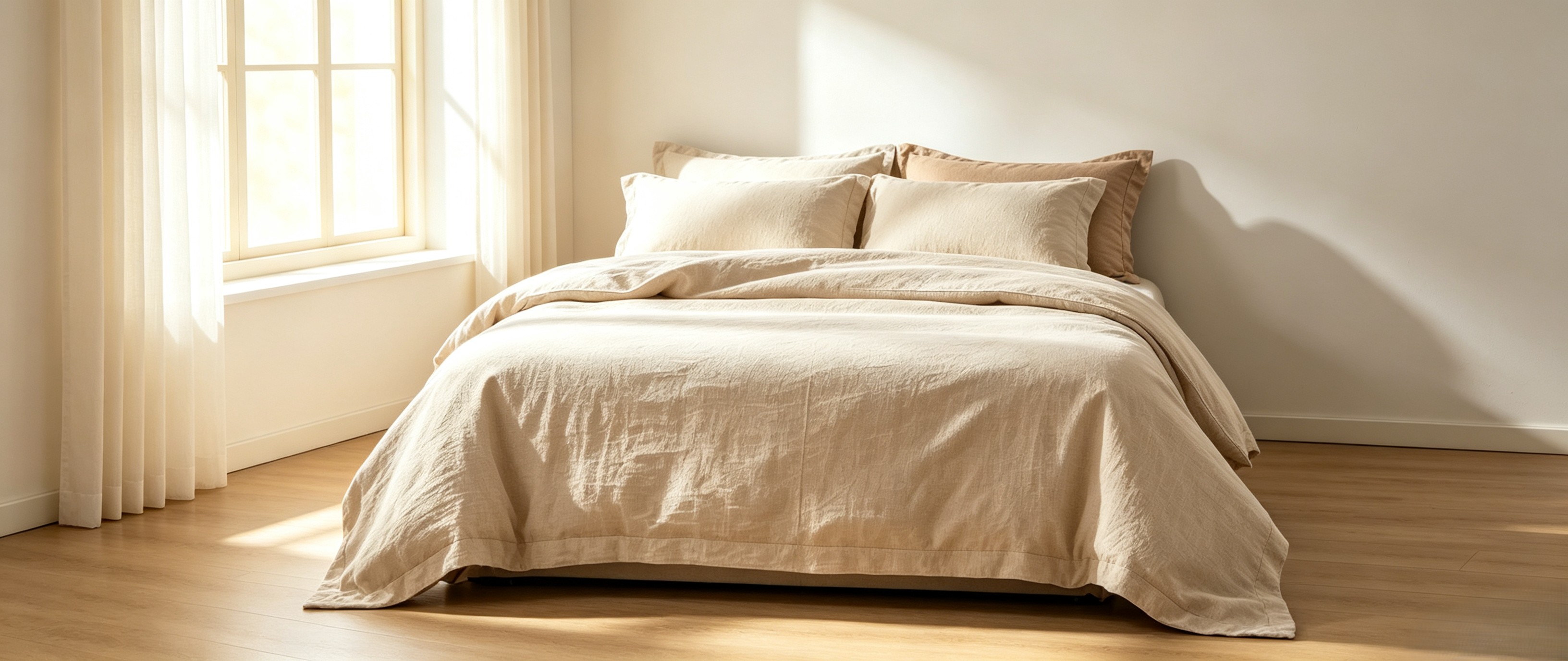 100% Pure Linen Bedding Set 4‑Piece, Washed Linen Duvet Cover Set with Sheet & Pillowcases