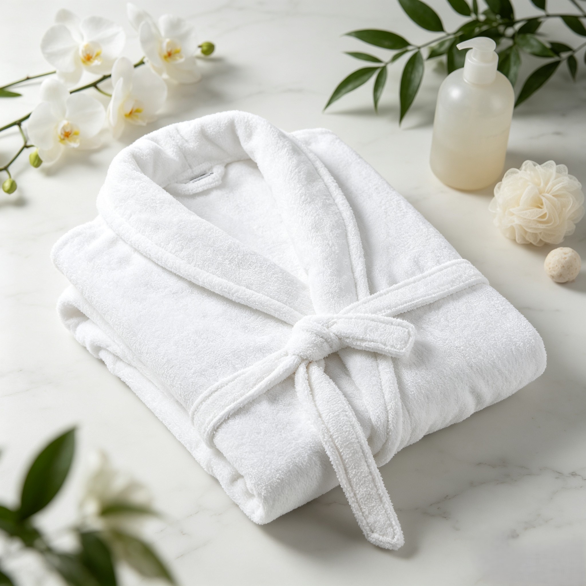 100% Cotton Terry Bathrobe, White Hotel Spa Bath Robe with Custom Embroidery Logo