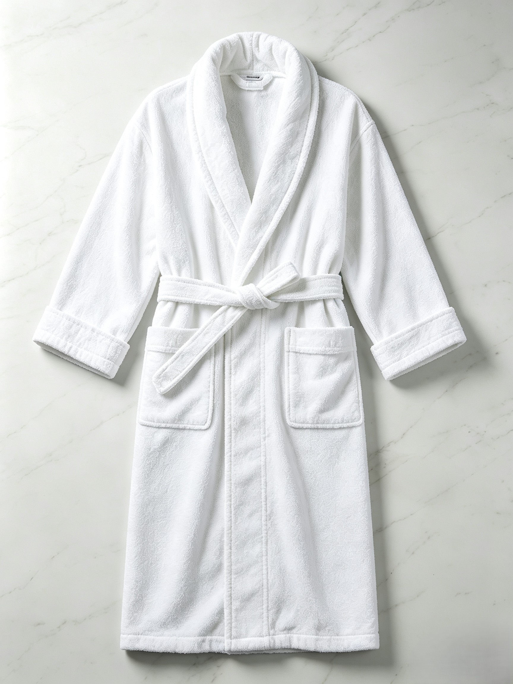 100% Cotton Terry  White Hotel Spa Bath Robe with Shawl Collar and Pockets