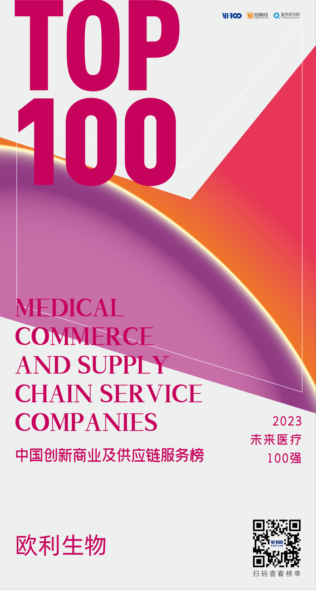 欧利生物荣膺2023未来医疗100强·中国创新医疗商业及供应链服务榜TOP100！
