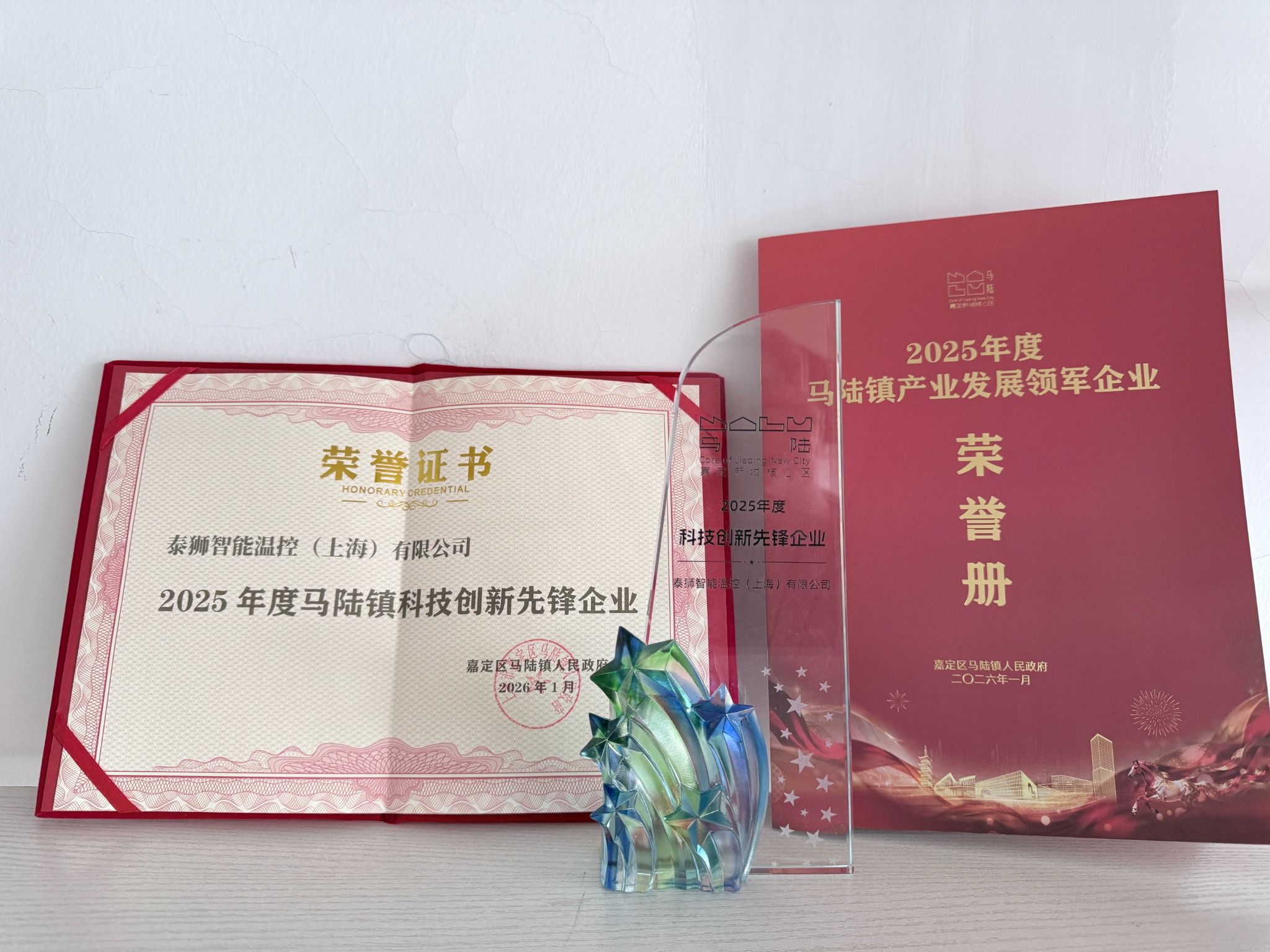 喜报！泰狮智能温控荣膺2025年度马陆镇“科技创新先锋企业”称号