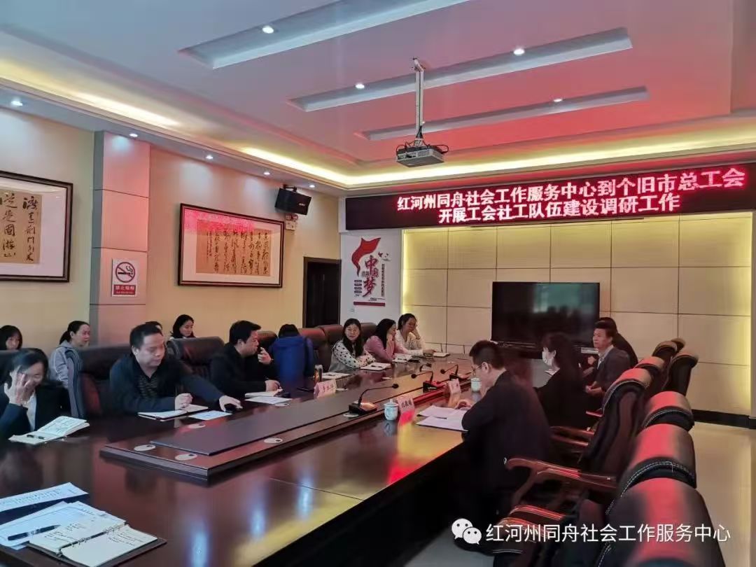 红河州同舟社会工作服务中心开展工会社工队伍建设情况调研