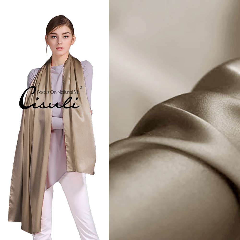 100% Pure Mulberry Silk Satin Long Scarf 55X180cm #15