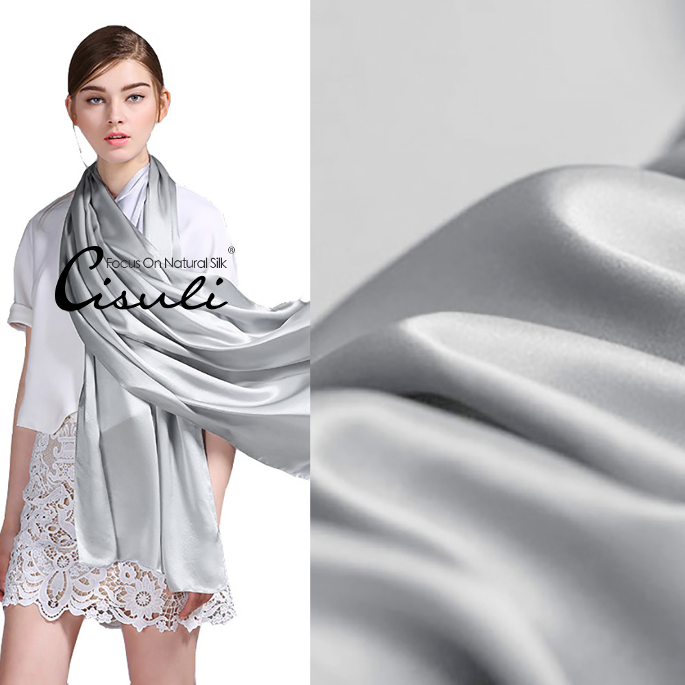 100% Pure Mulberry Silk Satin Long Scarf 55X180cm #27