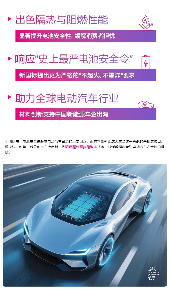 提升电池安全性，科思创发布全新电池阻燃灌封泡沫技术