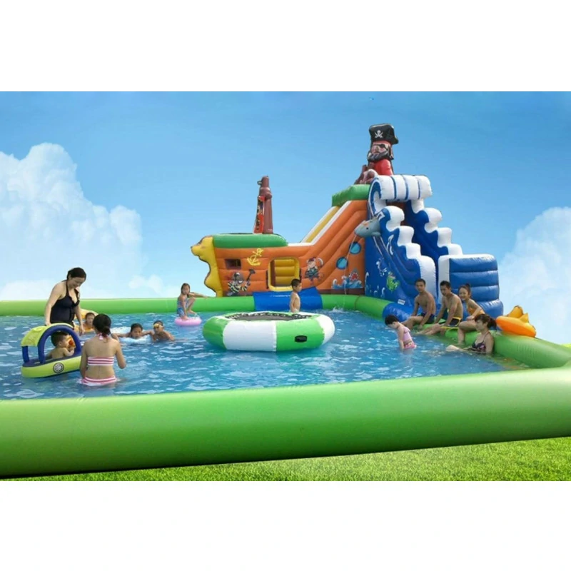 Pirate Ship Inflatable Water Park with Pool Slide