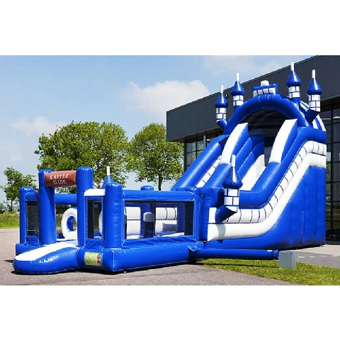Multiplay Blue White Castle Inflatable Bouncy House with Slide
